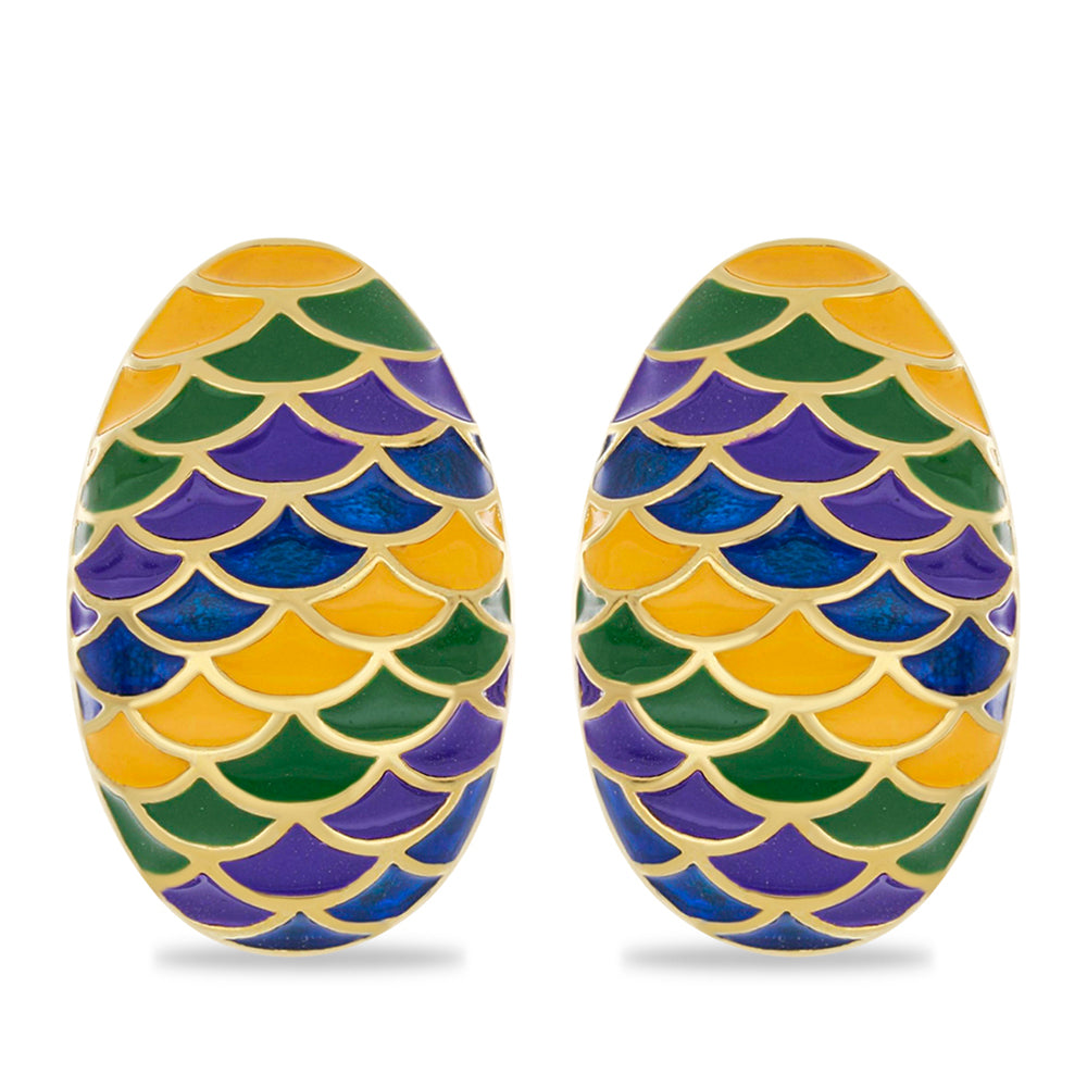 Brincos de Prata com Banho de Ouro com Esmalte  Contraste: Cabeca de Veado (800)