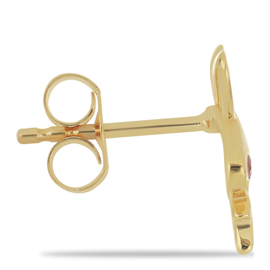 Brincos de Prata com Banho de Ouro com Rubi de Madagáscar