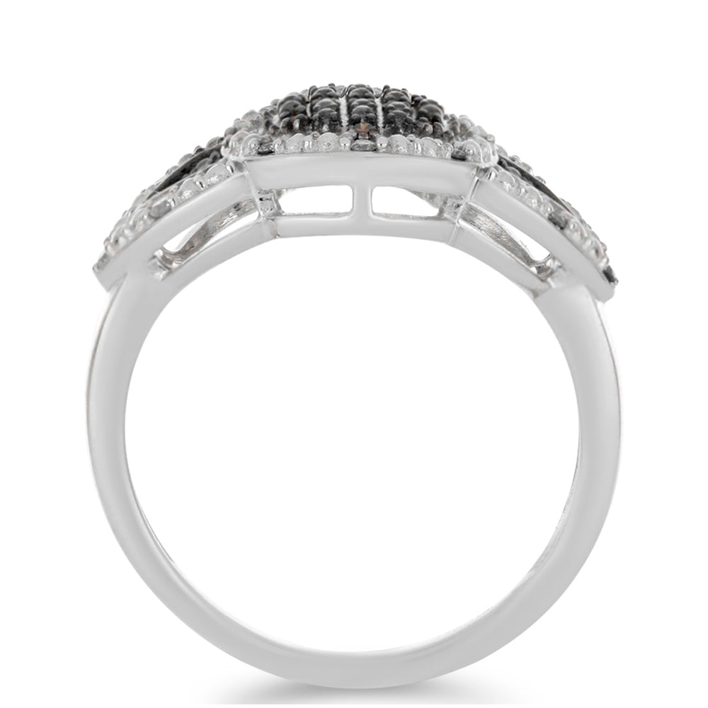 Anel de Prata com Diamante Vermelho e Diamante Branco  Contraste: Cabeca de Veado (800) 2 