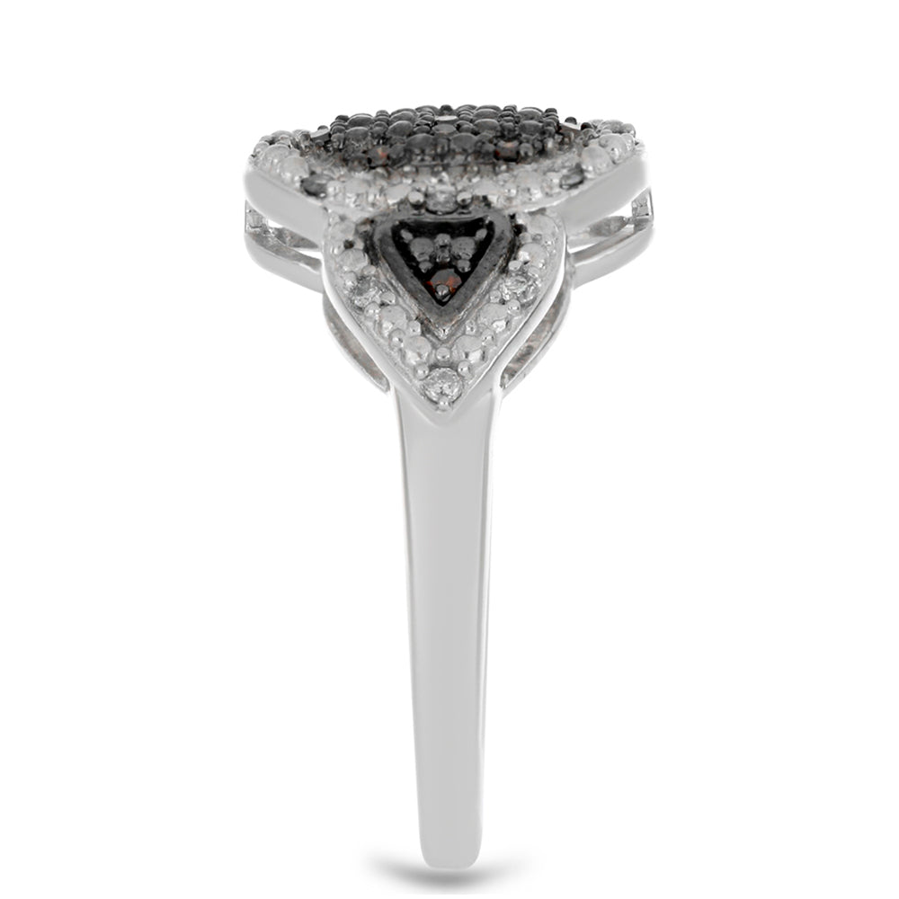 Anel de Prata com Diamante Vermelho e Diamante Branco  Contraste: Cabeca de Veado (800) 4 