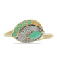 Anel de Prata com Banho de Ouro com Esmeralda do Brasil e Topázio Branco