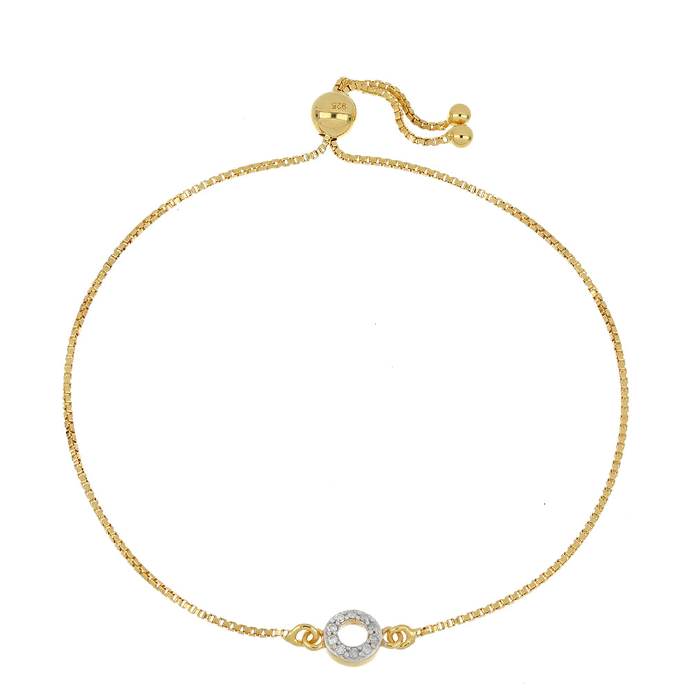 Pulseira de Prata com Banho de Ouro com Diamante Branco 1 