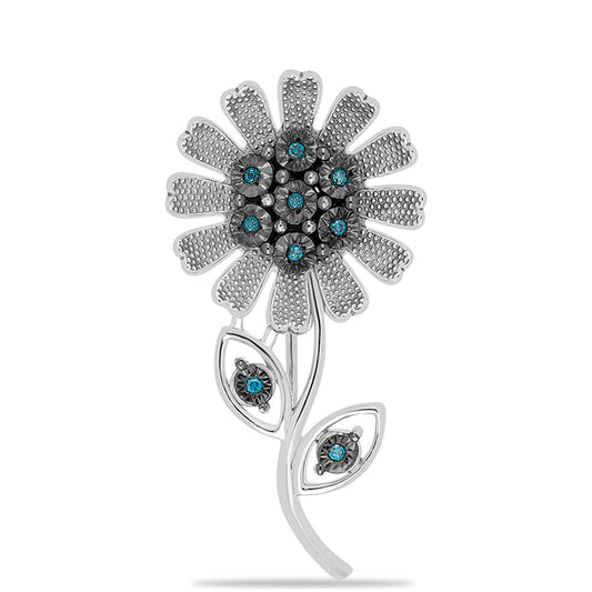 Alfinete de Prata com Diamante Azul  Contraste: Cabeca de Veado (800)