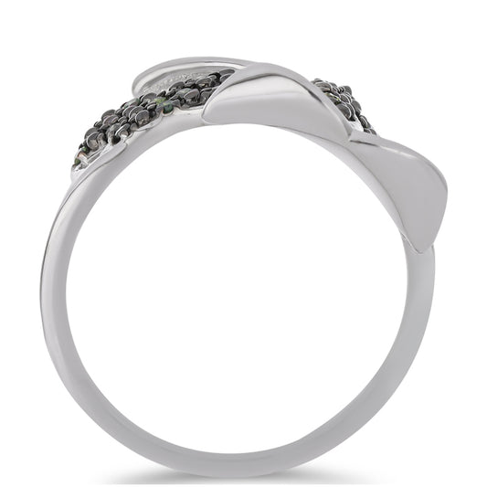Anel de Prata com Diamante Verde  Contraste: Cabeca de Veado (800)
