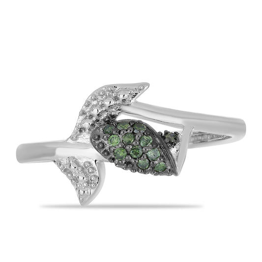 Anel de Prata com Diamante Verde