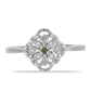 Anel de Prata com Diamante Verde e Diamante Branco