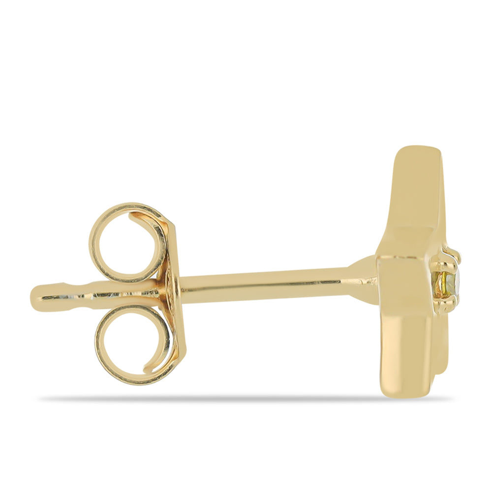 Brincos de Prata com Banho de Ouro com Diamante Amarelo 2 