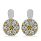 Brincos de Prata com Banho de Ouro com Diamante Amarelo e Diamante Branco