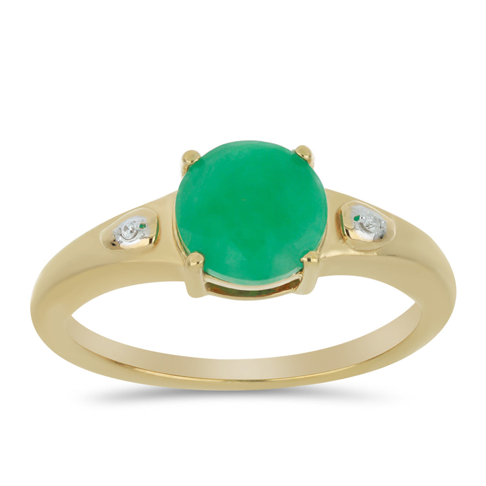 Anel de Prata com Banho de Ouro com Esmeralda do Brasil e Diamante Branco  Contraste: Cabeca de Veado (800) 3 