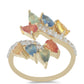 Anel de Prata com Banho de Ouro com Safira Arco-íris e Topázio Branco  Contraste: Cabeca de Veado (800)
