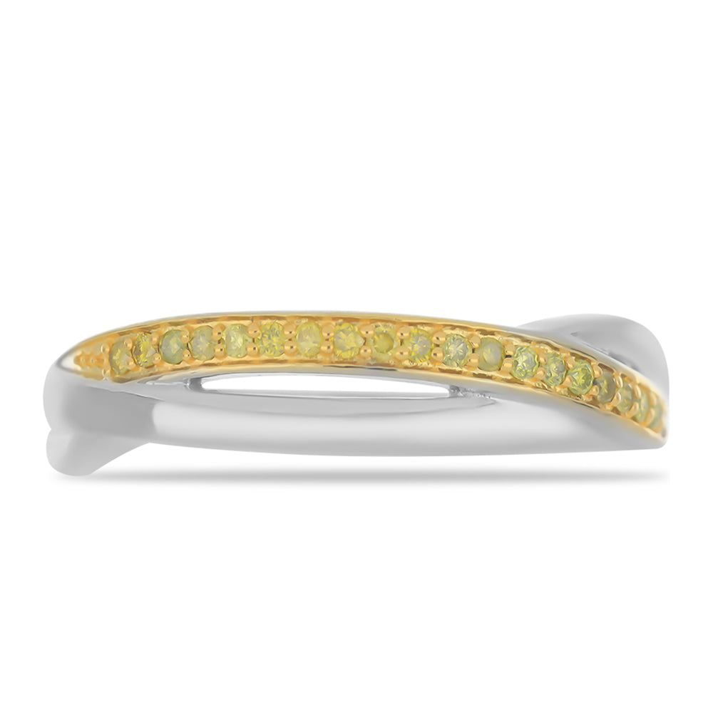 Anel de Prata com Diamante Amarelo