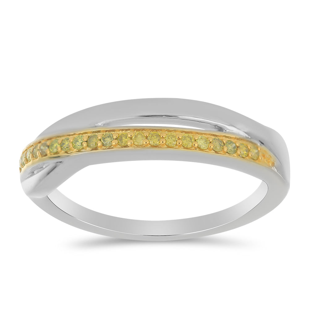 Anel de Prata com Diamante Amarelo