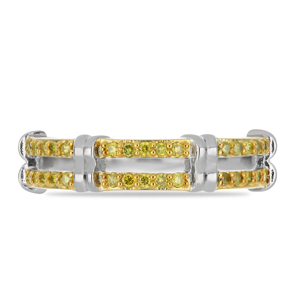 Anel de Prata com Diamante Amarelo