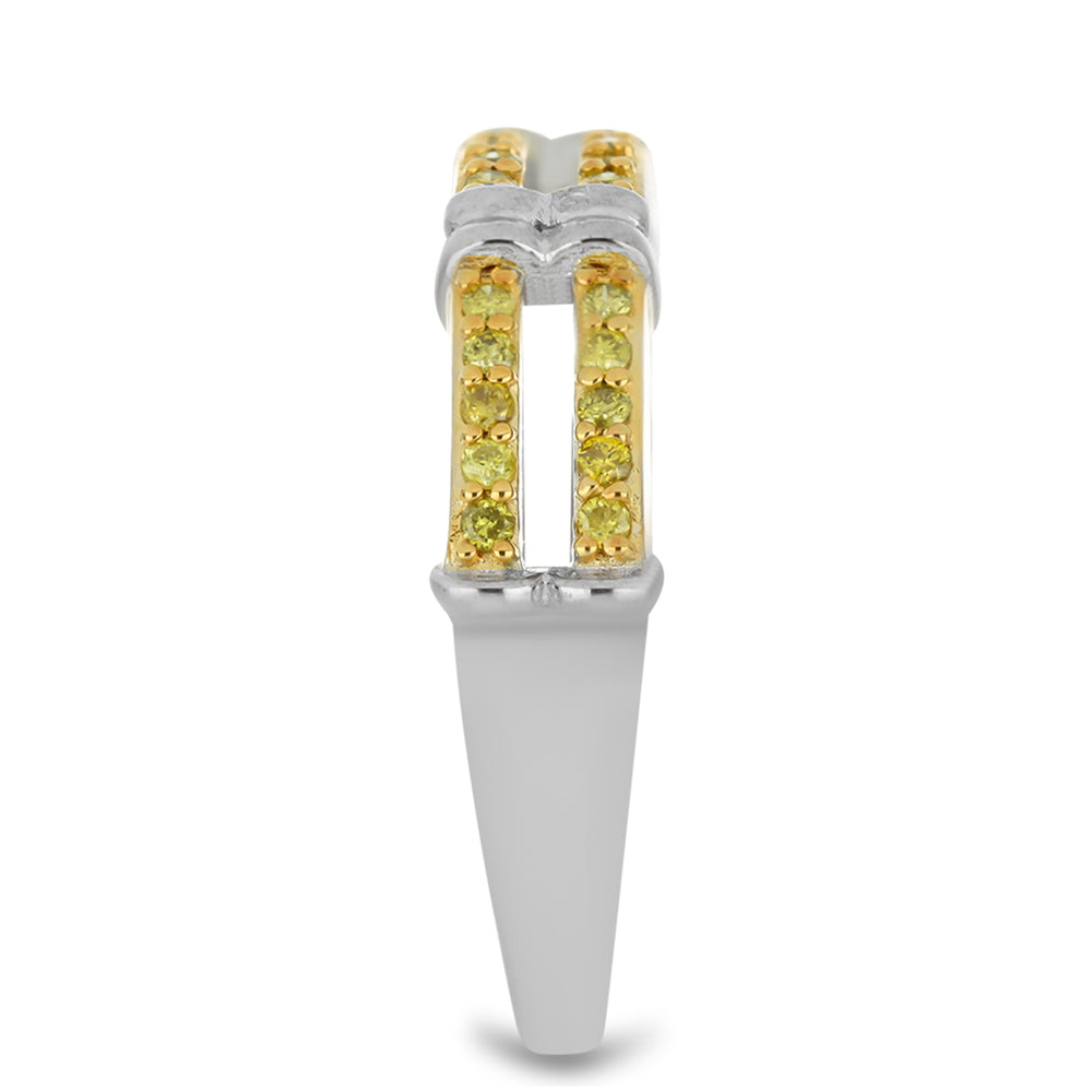 Anel de Prata com Diamante Amarelo 3 