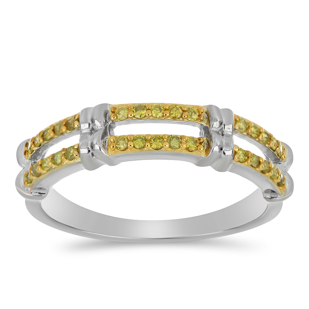 Anel de Prata com Diamante Amarelo