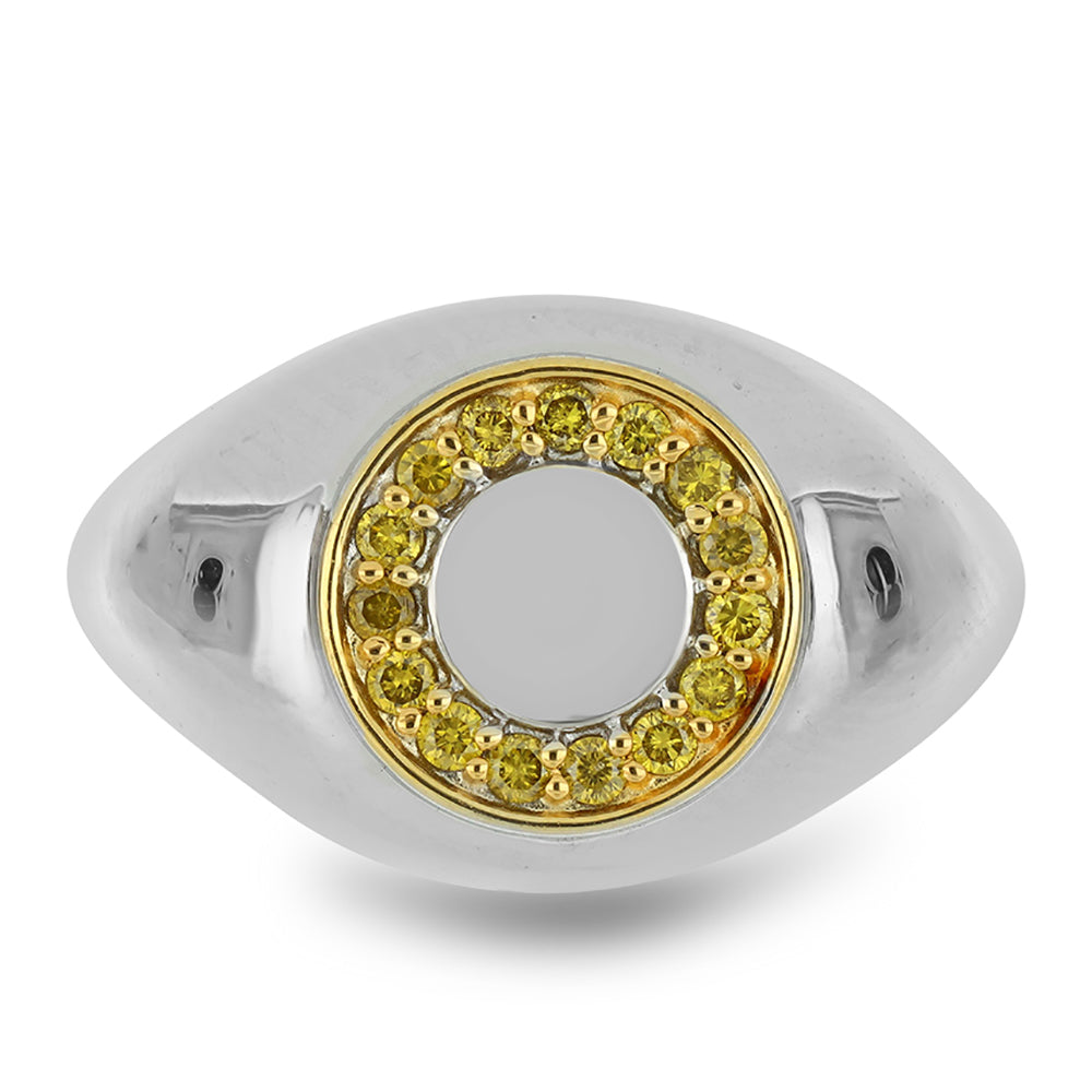 Anel de Prata com Diamante Amarelo  Contraste: Cabeca de Veado (800) 1 