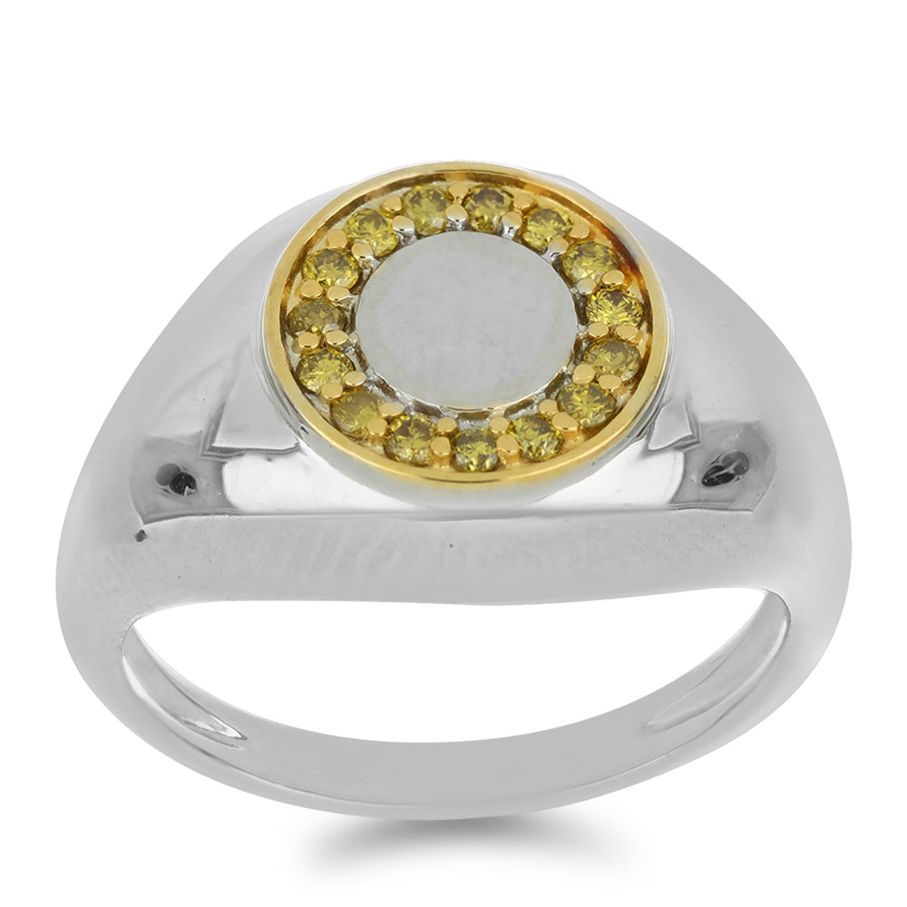 Anel de Prata com Diamante Amarelo  Contraste: Cabeca de Veado (800) 3 