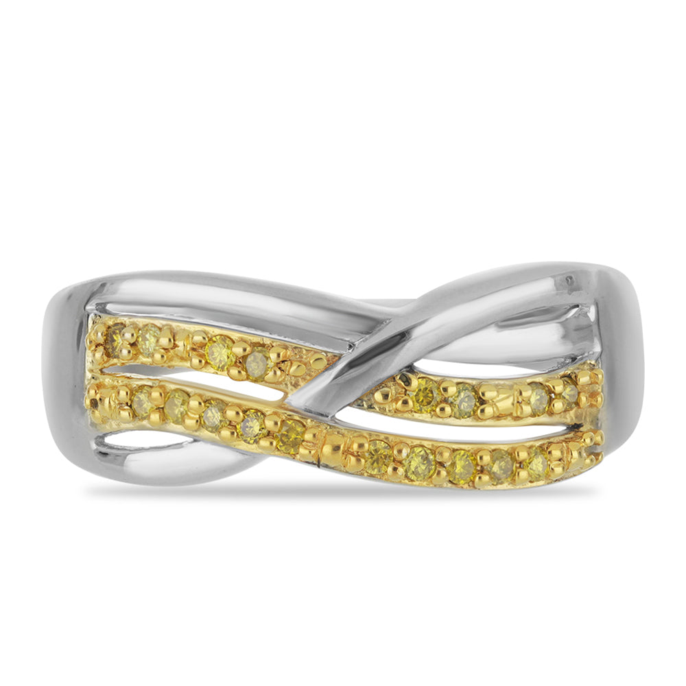 Anel de Prata com Diamante Amarelo 1 