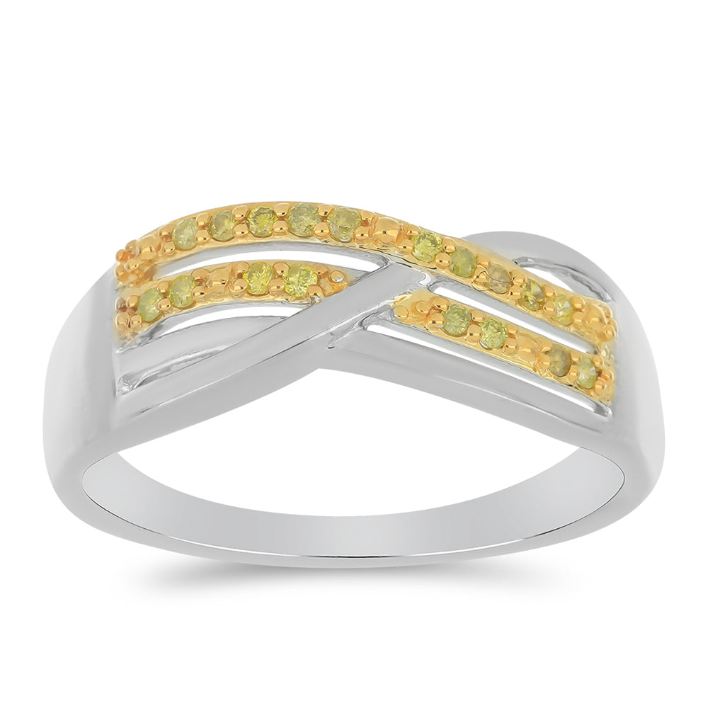 Anel de Prata com Diamante Amarelo 3 