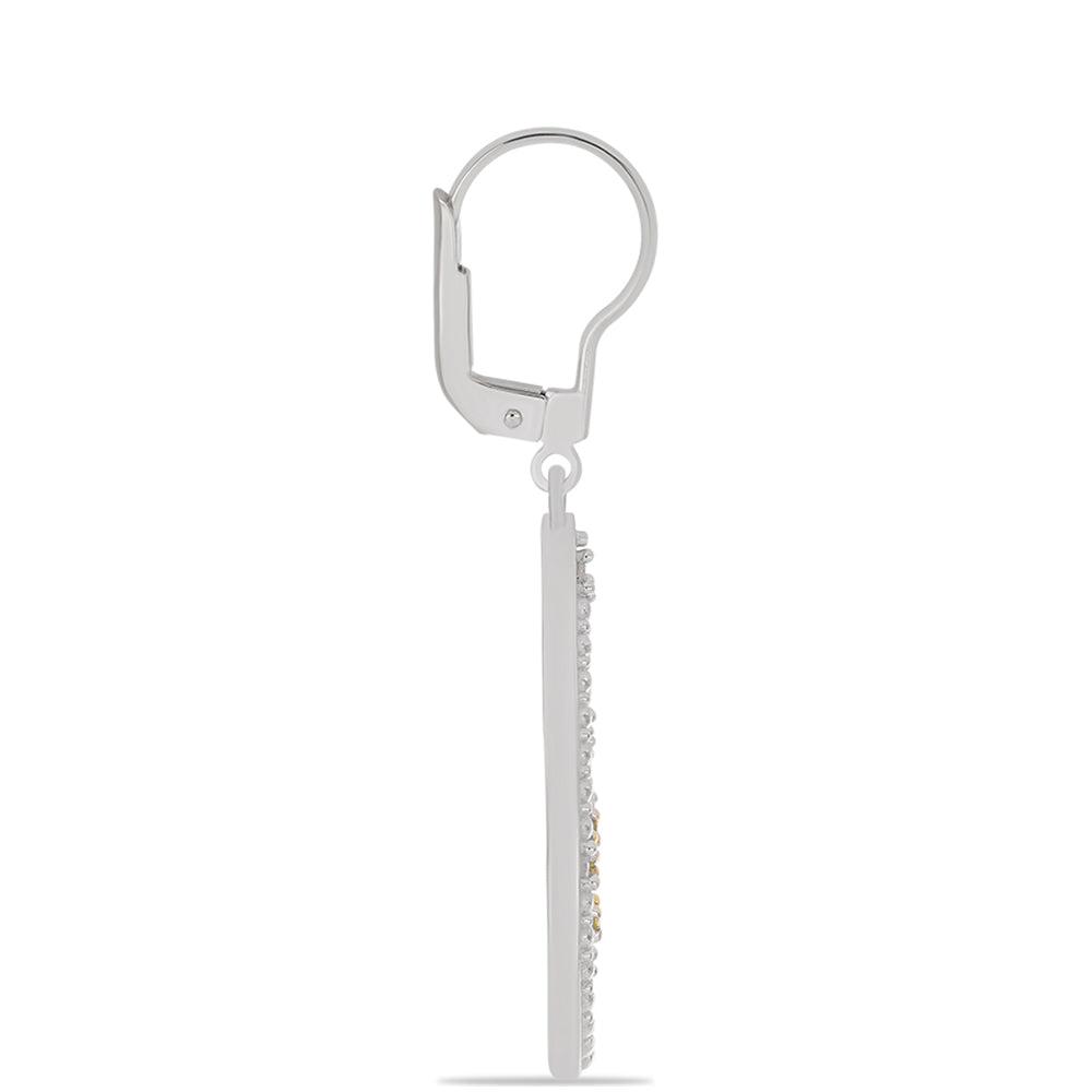 Brincos de Prata com Diamante Amarelo e Diamante Branco 2 