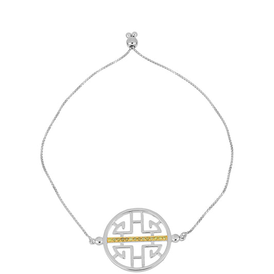 Pulseira de Prata com Diamante Amarelo  Contraste: Cabeca de Veado (800)