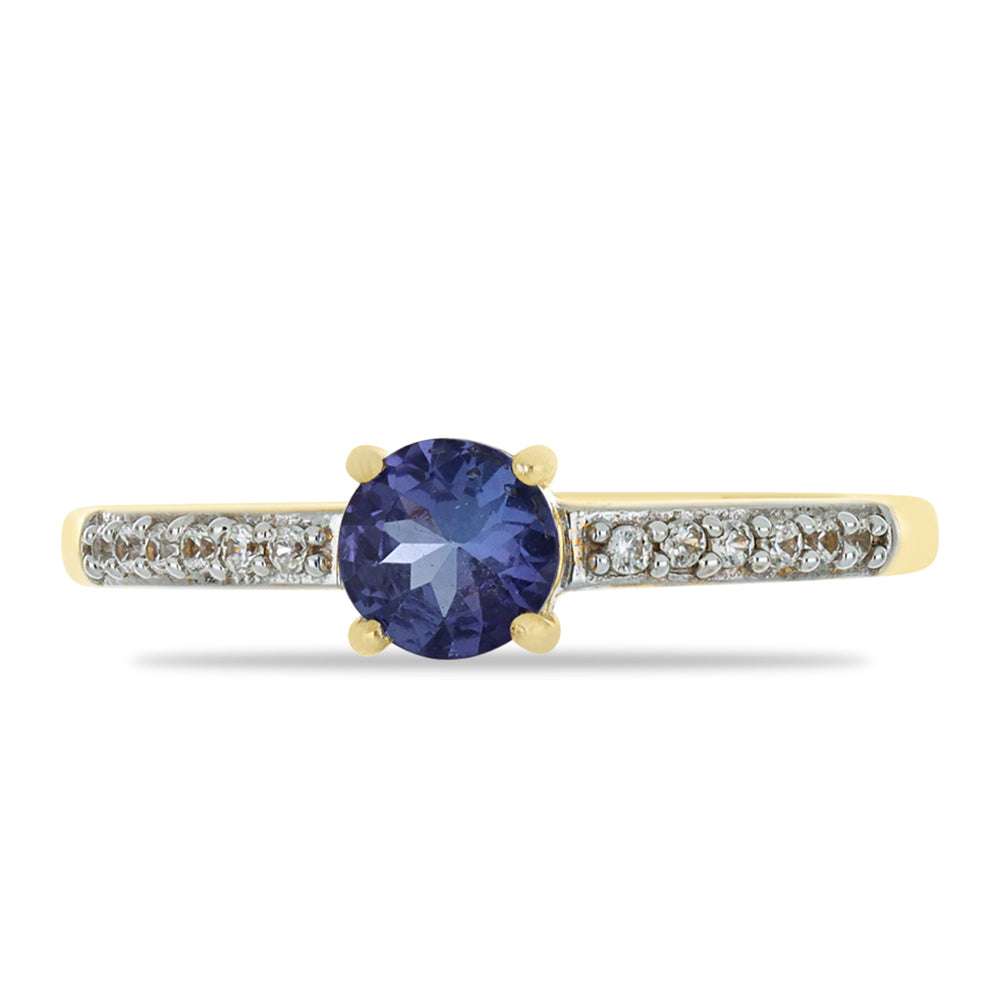 Anel de Ouro com Tanzanite AAA e Zircão Branco Natural  Contraste: Cruz missionária 1 