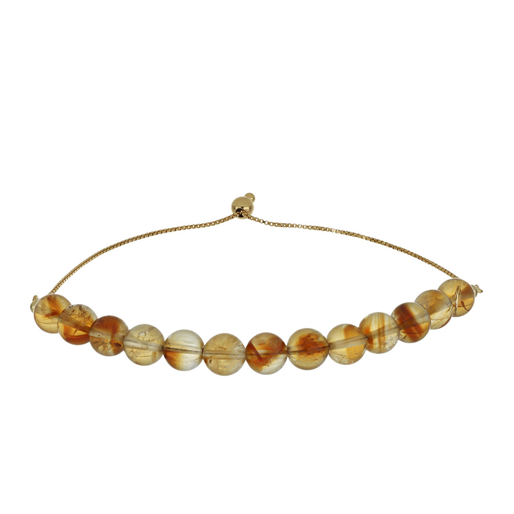 Pulseira de Prata com Banho de Ouro com Quartzo Cognac 1 