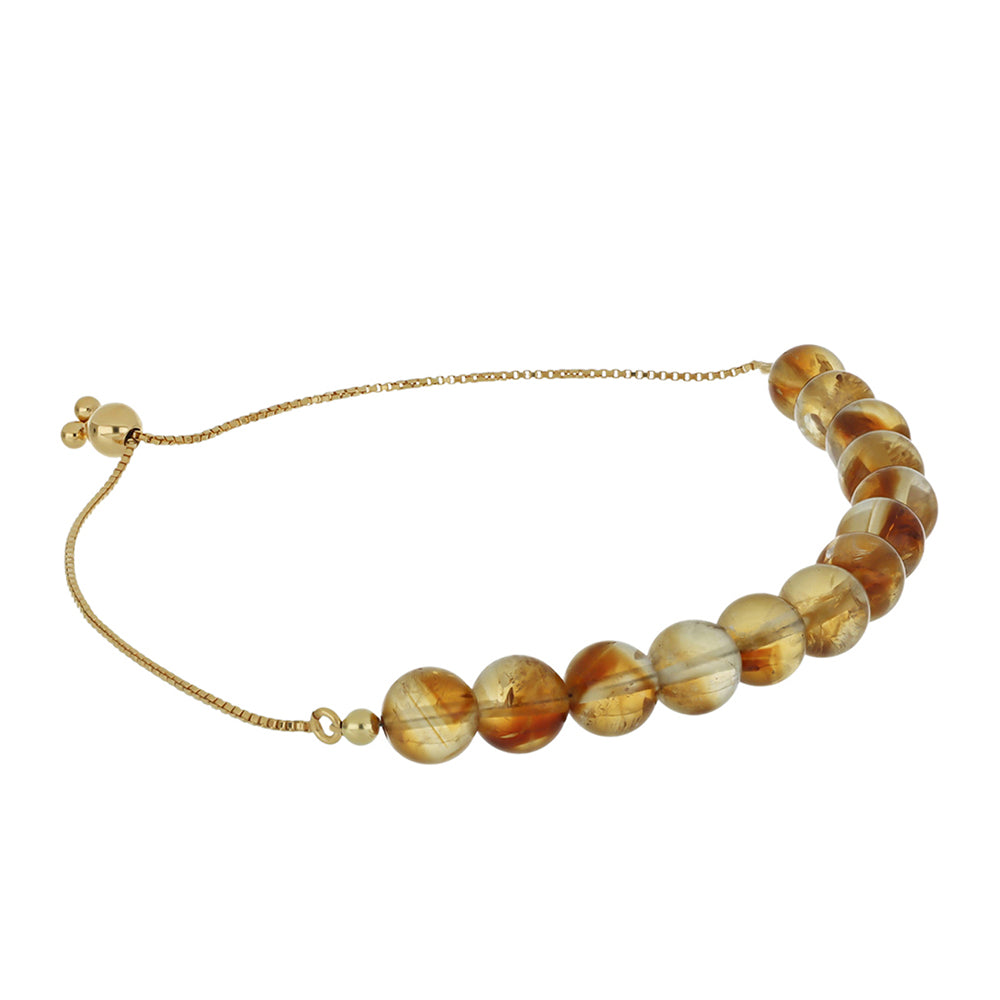 Pulseira de Prata com Banho de Ouro com Quartzo Cognac