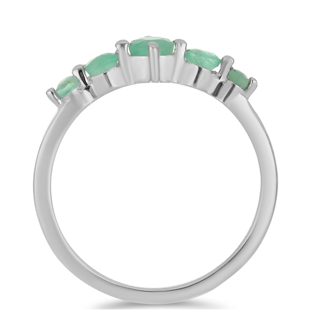 Anel de Prata com Esmeralda do Brasil 2 