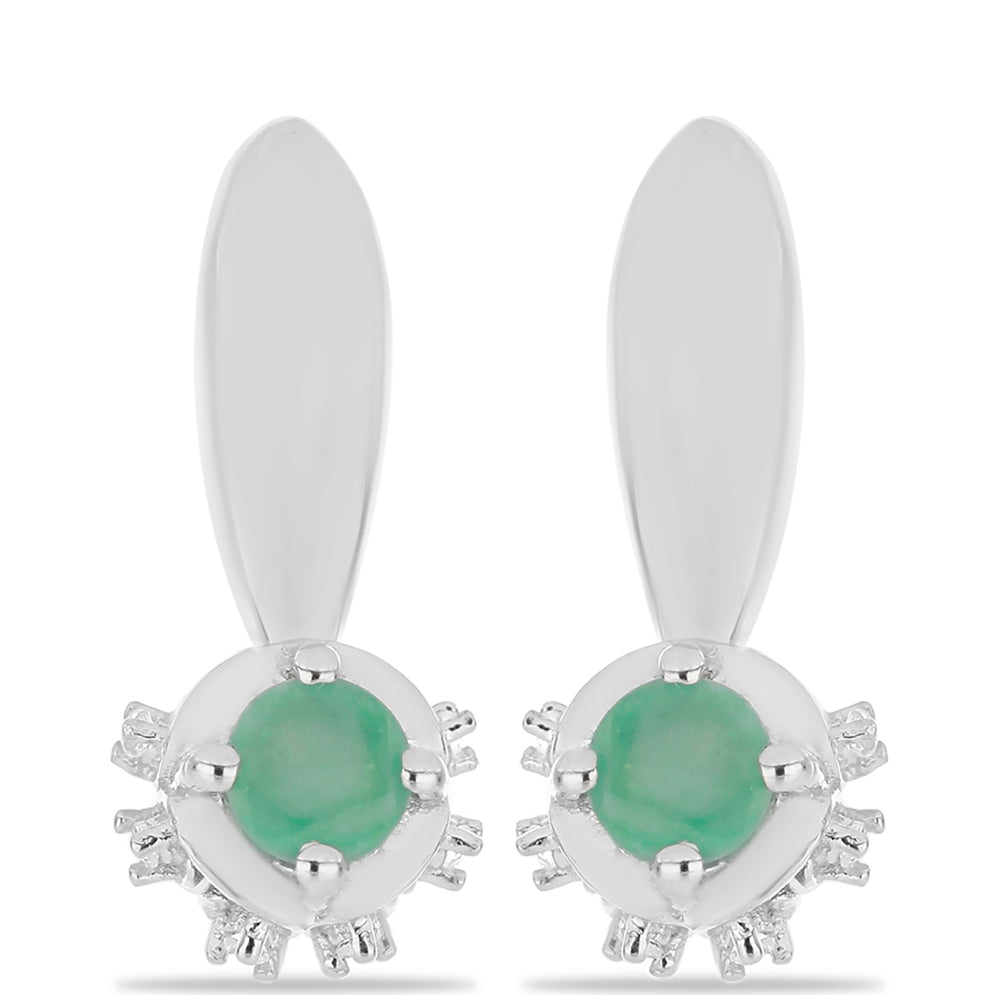 Brincos de Prata com Esmeralda do Brasil e Topázio Branco 1 