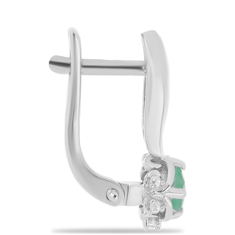 Brincos de Prata com Esmeralda do Brasil e Topázio Branco 2 
