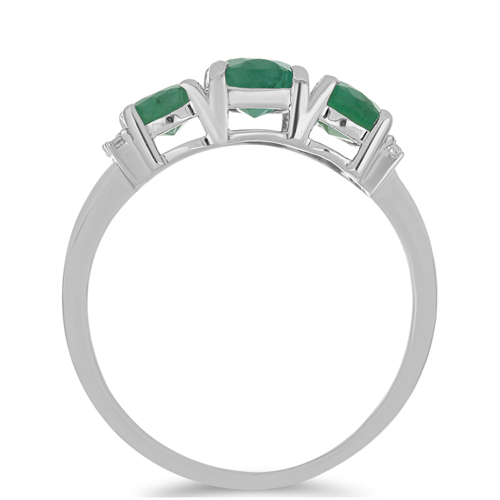 Anel de Prata com Esmeralda do Brasil e Topázio Branco 2 