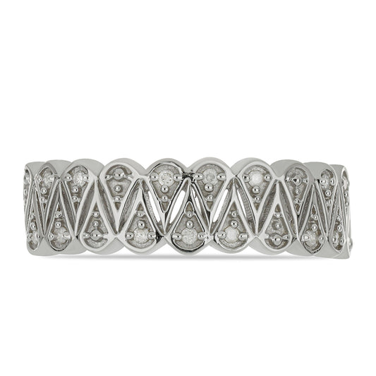 Anel de Prata com Diamante Branco  Contraste: Cabeca de Veado (800)