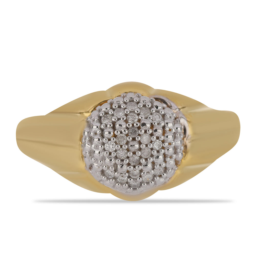 Anel de Prata com Banho de Ouro com Diamante Branco  Contraste: Cabeca de Veado (800)