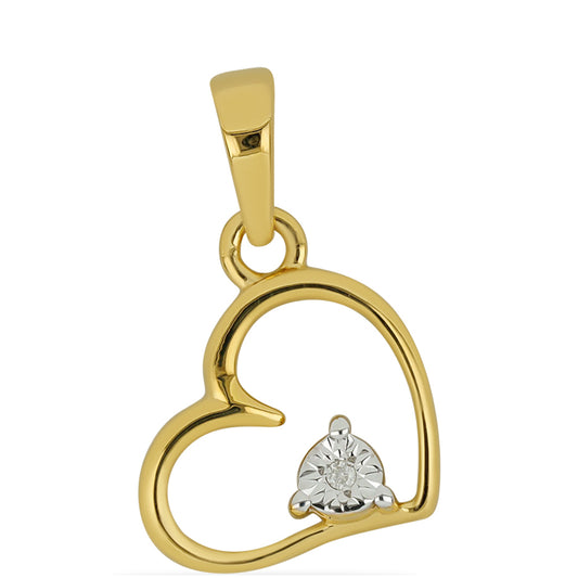 Pendente de Prata com Banho de Ouro com Diamante Branco