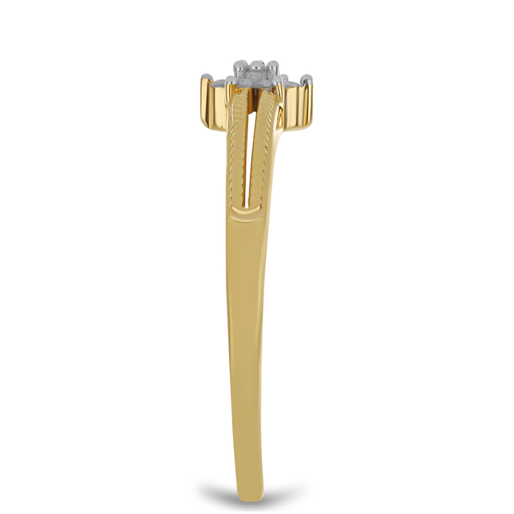 Anel de Prata com Banho de Ouro com Diamante Branco 4 