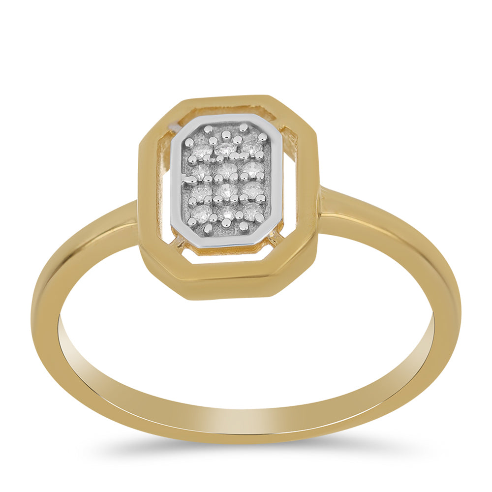 Anel de Prata com Banho de Ouro com Diamante Branco 3 