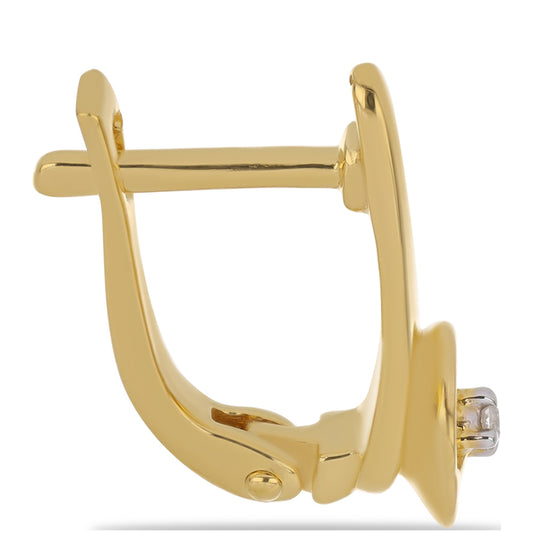 Brincos de Prata com Banho de Ouro com Diamante Branco