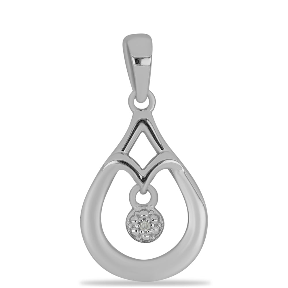 Pendente de Prata com Diamante Branco 1 