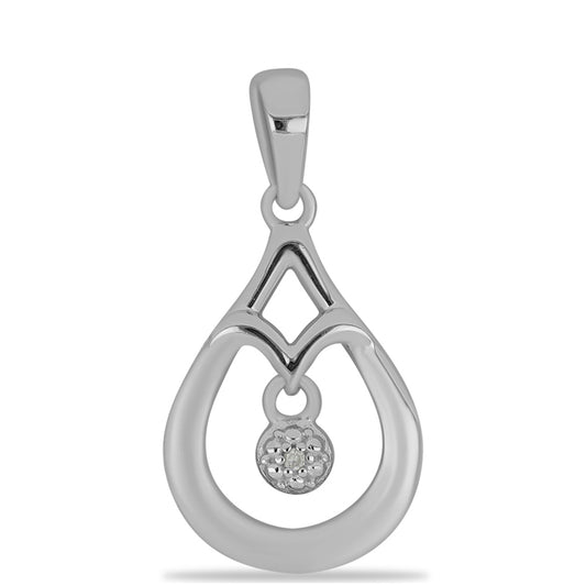 Pendente de Prata com Diamante Branco