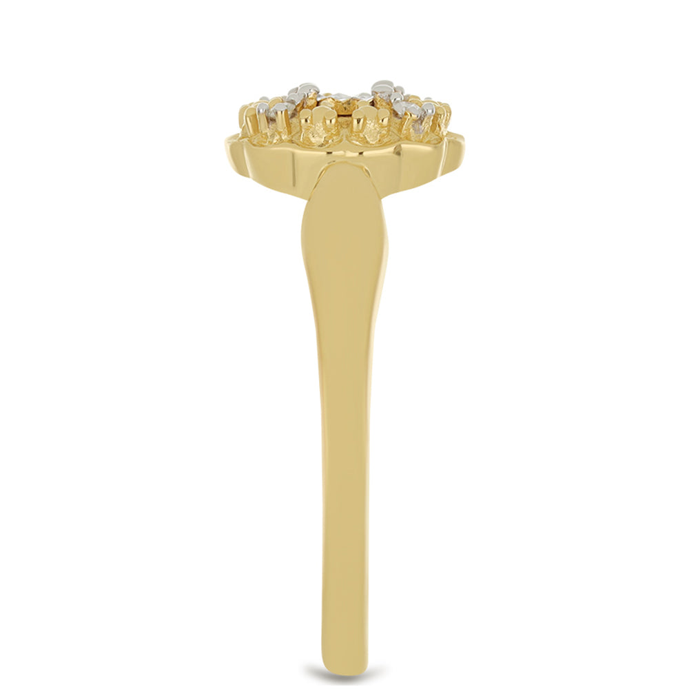 Anel de Prata com Banho de Ouro com Diamante Branco  Contraste: Cabeca de Veado (800) 4 