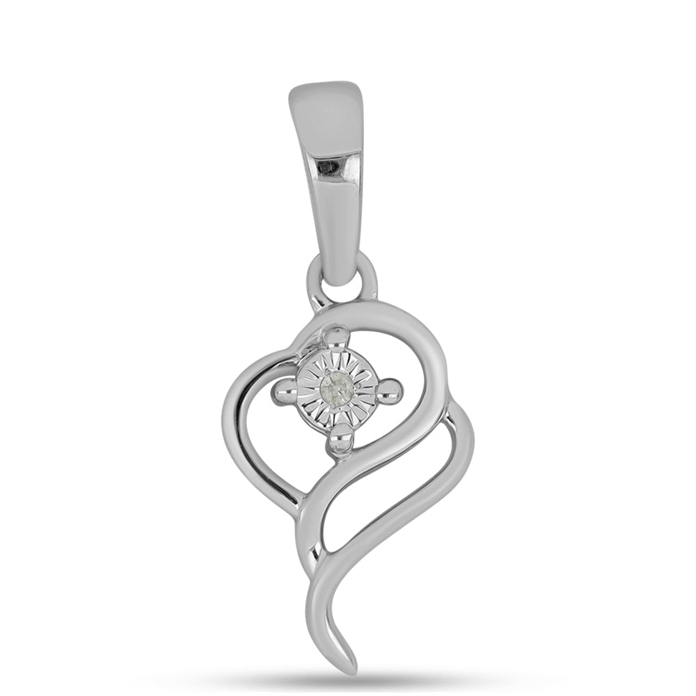 Pendente de Prata com Diamante Branco 1 