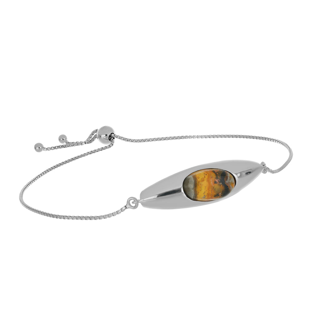 Pulseira de Prata com Jaspe Bumble Bee  Contraste: Cabeca de Veado (800)