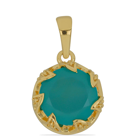 Pendente de Prata com Banho de Ouro com Calcedónia azul da Paraíba