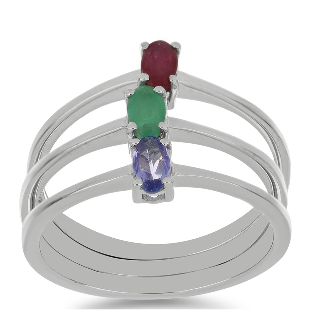 Conjunto de Prata com Tanzanite e Rubi de Madagáscar ( Anel )  Contraste: Cabeca de Veado (800) 3 