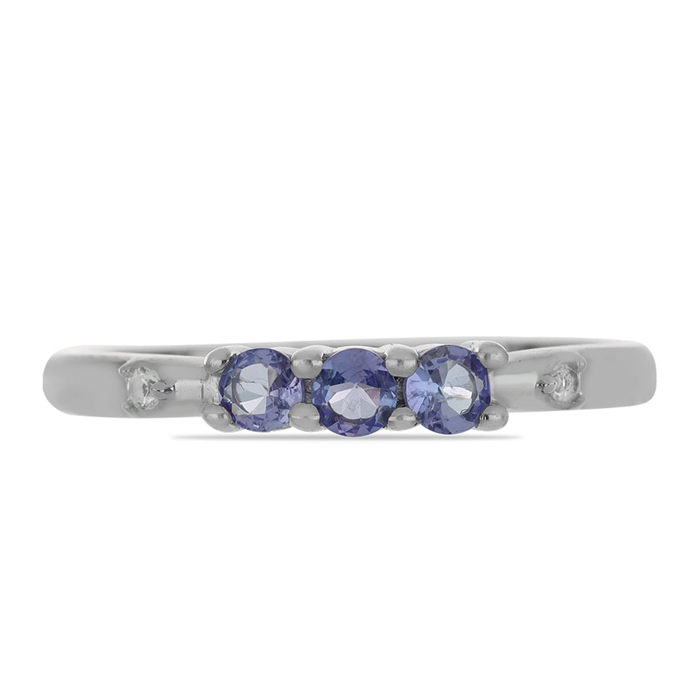 Anel de Prata com Tanzanite e Topázio Branco 1 