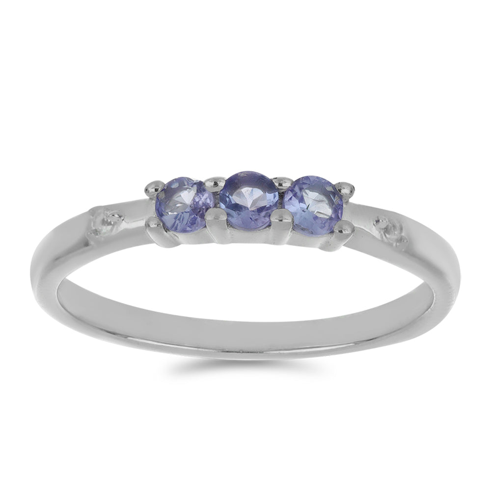 Anel de Prata com Tanzanite e Topázio Branco 3 