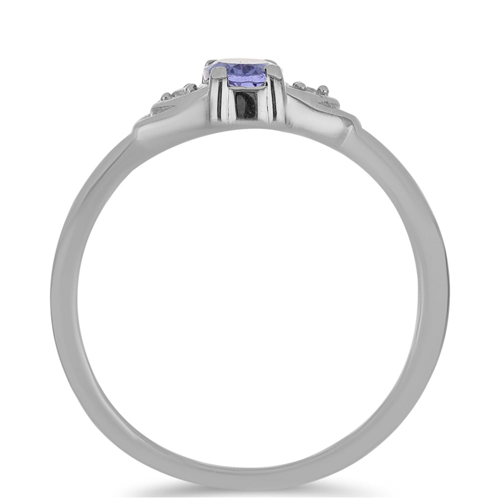 Anel de Prata com Tanzanite e Topázio Branco