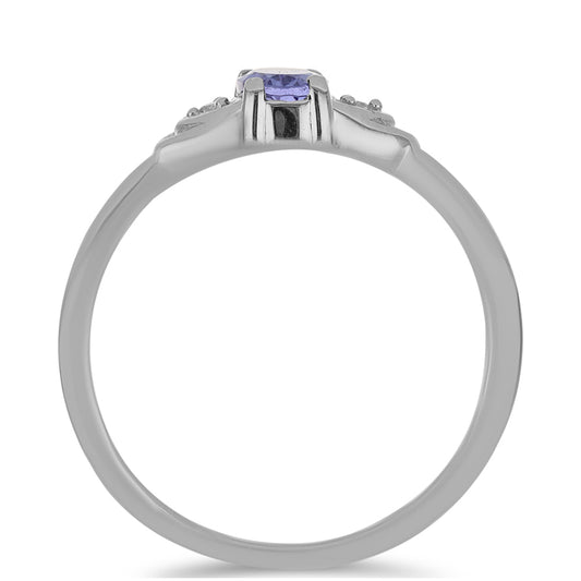 Anel de Prata com Tanzanite e Topázio Branco