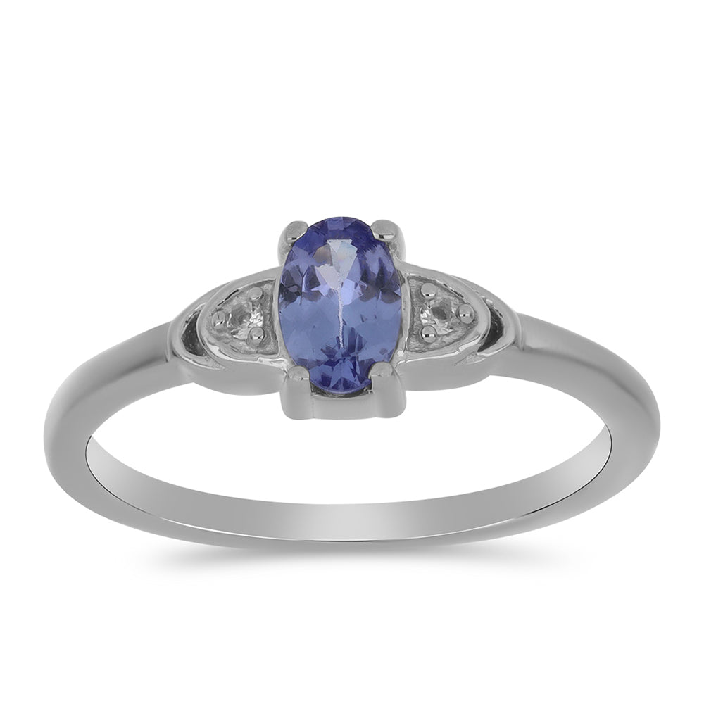 Anel de Prata com Tanzanite e Topázio Branco 3 